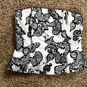 Black and White Paisley Corset Top